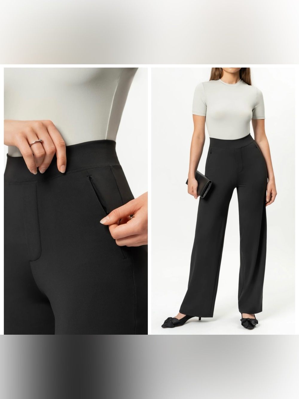 NINEPINE Asana Relaxed Straight Leg Pants Size Medium Regular 30” Inseam Black